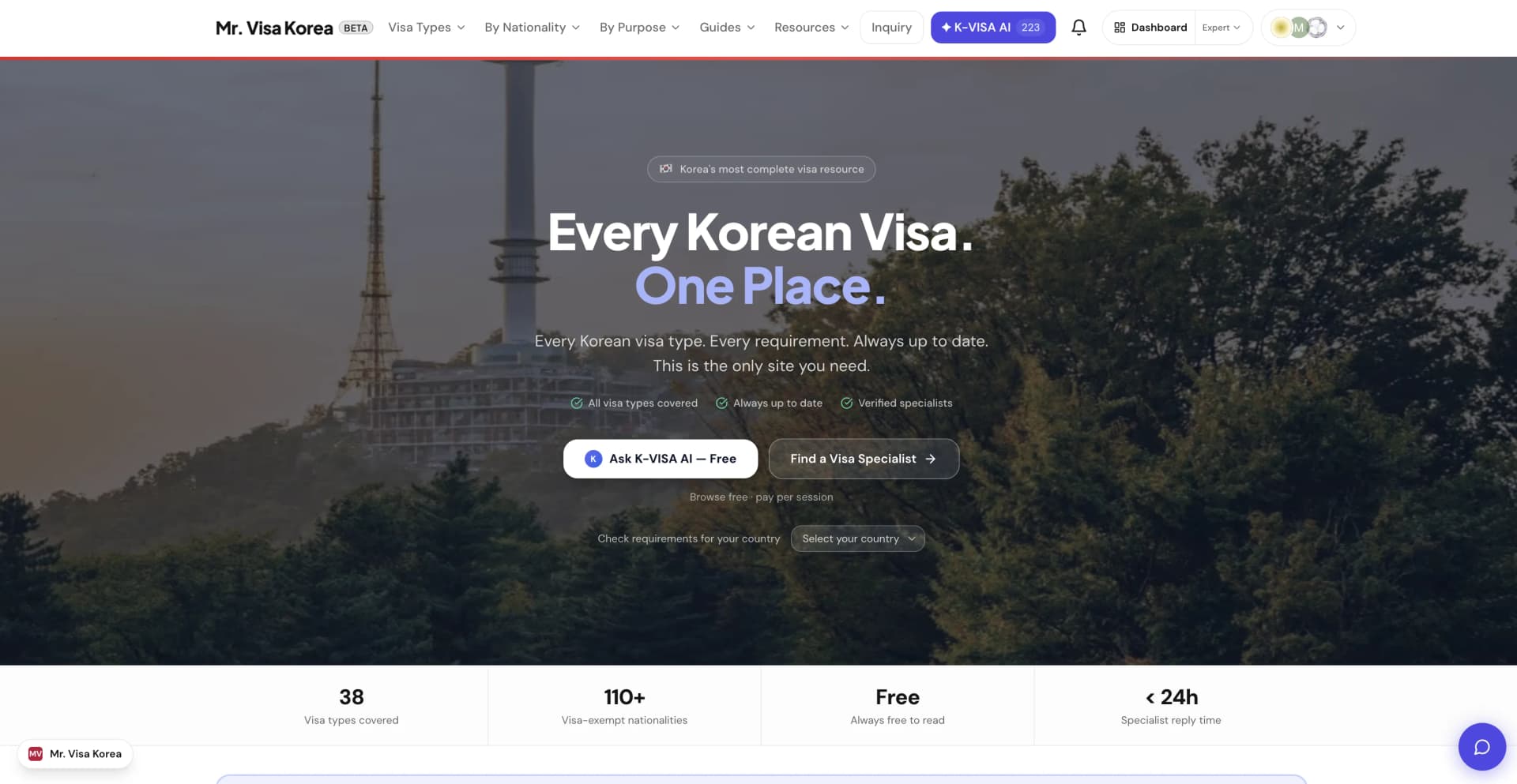 Mr. Visa Korea homepage